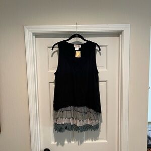 Lady Noiz Black and Gray Layered Tank Top